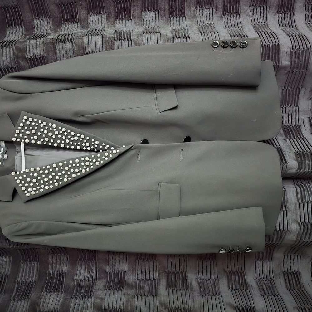 Karl Lagerfeld Black Jacket With Embellished Lapels